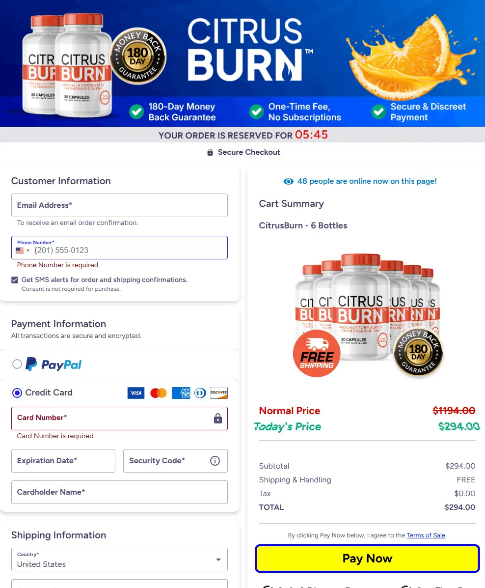 CitrusBurn checkout